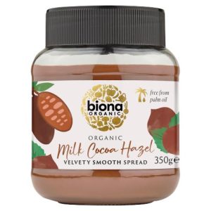 BIONA 350G MILK CHOCOLATE HAZELNUT SPREAD ORGANIC - PALM OIL FREE