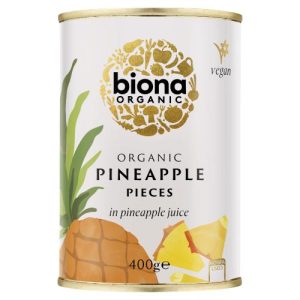 BIONA 400G PINEAPPLE PIECES IN JUICE ORGANIC