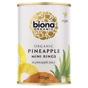 BIONA 400G MINI PINEAPPLE RINGS IN JUICE ORGANIC