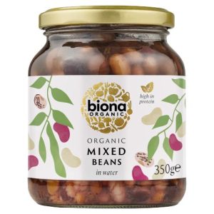 BIONA 350G MIXED BEANS ORGANIC IN GLASS JARS