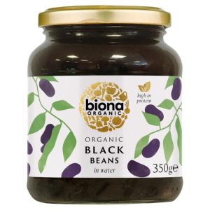 BIONA 350G BLACK BEANS ORGANIC IN GLASS JARS