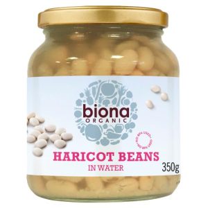 BIONA 350G HARICOT BEANS ORGANIC IN GLASS JARS