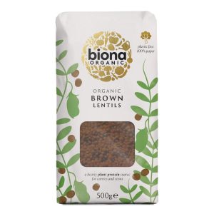 BIONA 500G BROWN LENTILS ORGANIC PLASTIC FREE - PAPER BAG