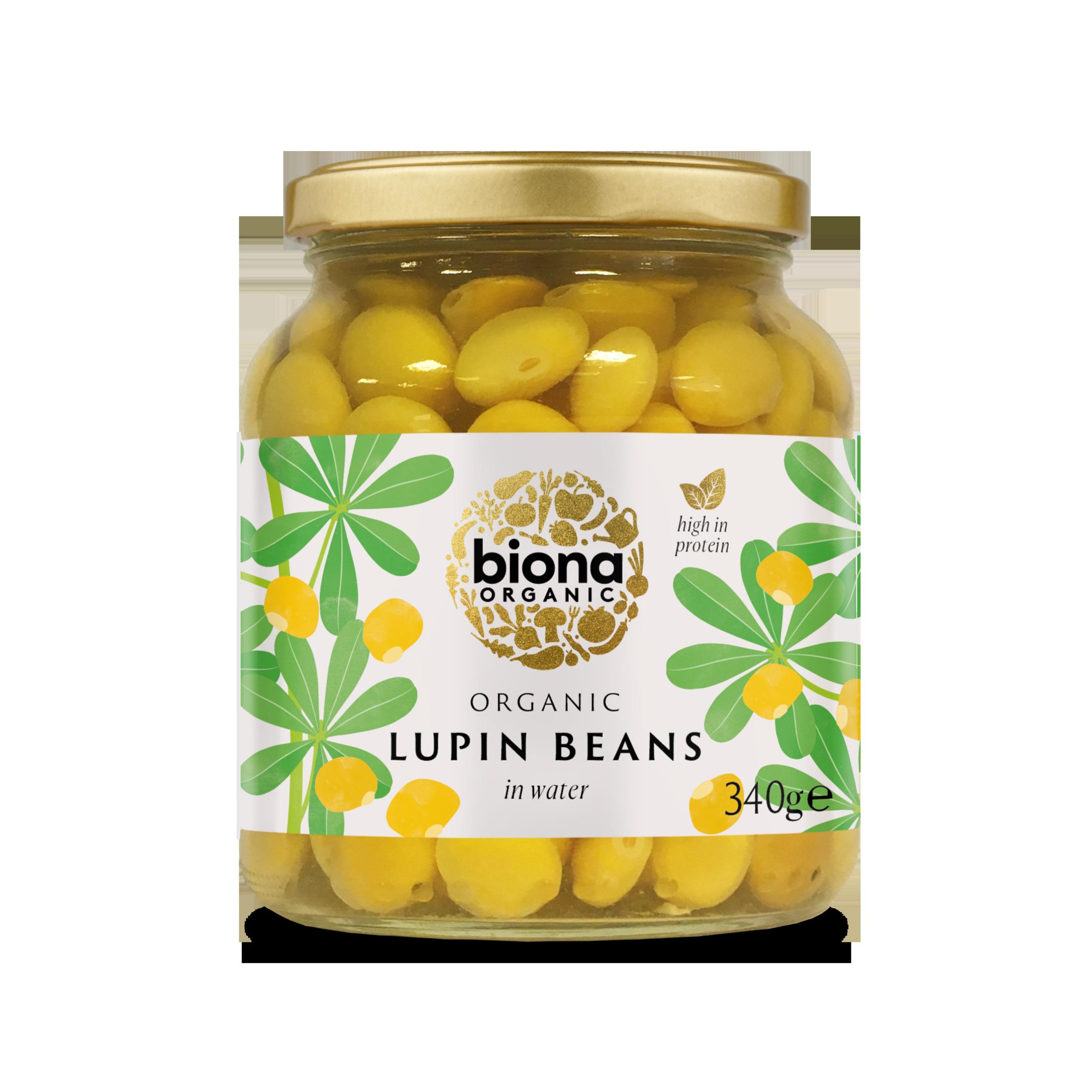 BIONA 340G LUPIN BEANS ORGANIC IN GLASS JARS
