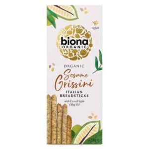 BIONA 125G ORGANIC SESAME GRISSINI ITALIAN BREADSTICKS WITH EXTRA VIRGIN OLIVE OIL