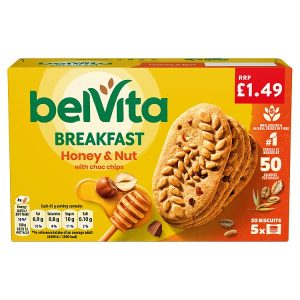 BELVITA 225G HONEY & NUT CHOC CHIP PMP £1.49
