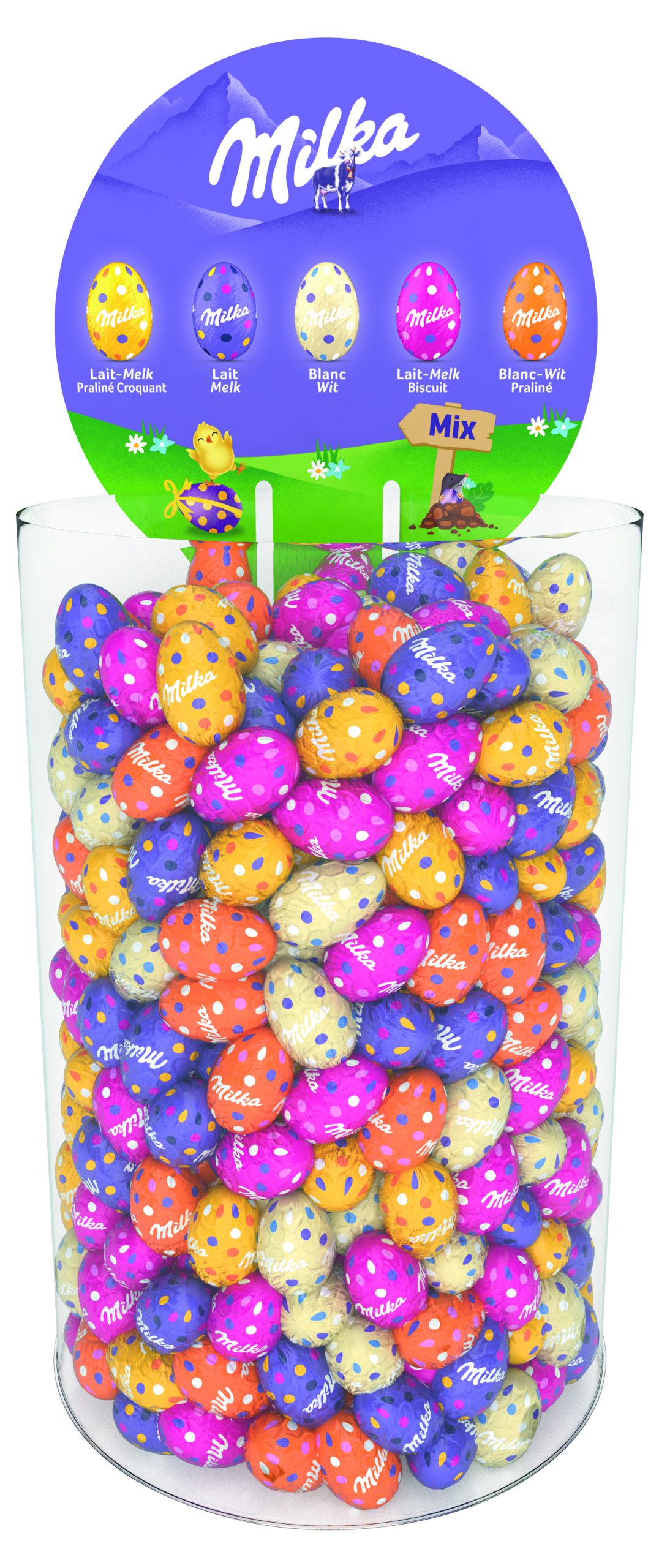 MILKA ASSORTED MINI EGGS IN TUBO BOX - 5 FLAVOURS 3KG