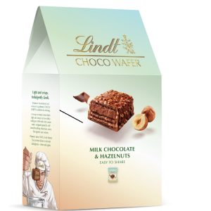 LINDT CHOCO WAFER MILK CHOCOLATE & HAZELNUT SHARING BOX 135G