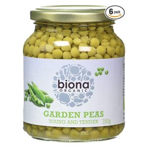 BIONA 350G GARDEN PEAS ORGANIC IN GLASS JARS