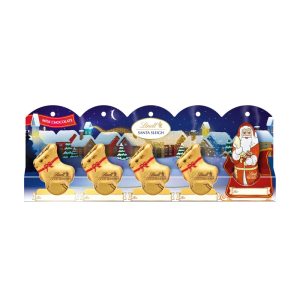 LINDT SANTA SLEIGH MILK CHOCOLATE PERFORATED 5 PACK 50G