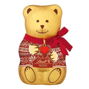 LINDT TEDDY BEAR RED & BLUE JUMPER MILK CHOCOLATE 200G