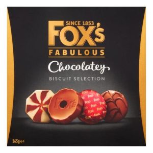 FOXS CHOCOLATEY BISCUIT SELECTION CARTON 365G