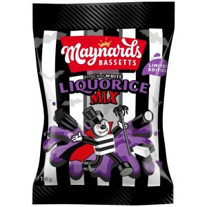 MAYNARDS BASSETTS BLACK & WHITE LIQUORICE MIX 130G