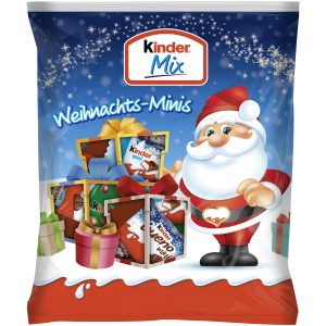 KINDER MIX CHRISTMAS MINIS 153G
KINDER BUENO MINI, KINDER CHOCOLATE MINI, KINDER MINI HAZELNUT EGGS