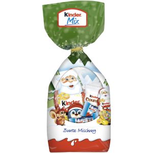KINDER MIX COLORFUL MIX 132G
KINDER SANTA CLAUS, KINDER COUNTRY, KINDER CHOCOLATE MINI, KINDER MINI FRIENDS CRUNCHY COOKIES