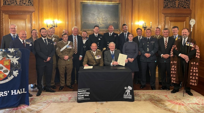 Military representatives with the Master of the Brewers' Company