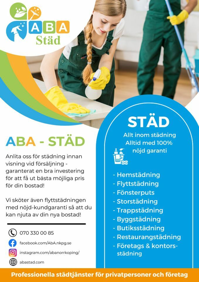 Företagsbild på Aba Städ – Ett städföretag i Östergötlands län 2023