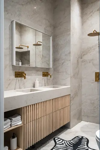 Dubbelt handfat i Kvartskomposit, Swedish Marble 20mm matt