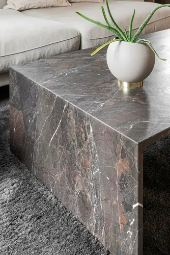 Soffbord i Kvartsit, Breccia Imperiale 20mm läderyta