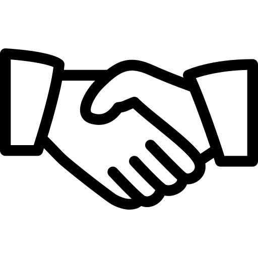 Ikon av två händer som skakar hand som symbol för samarbete.