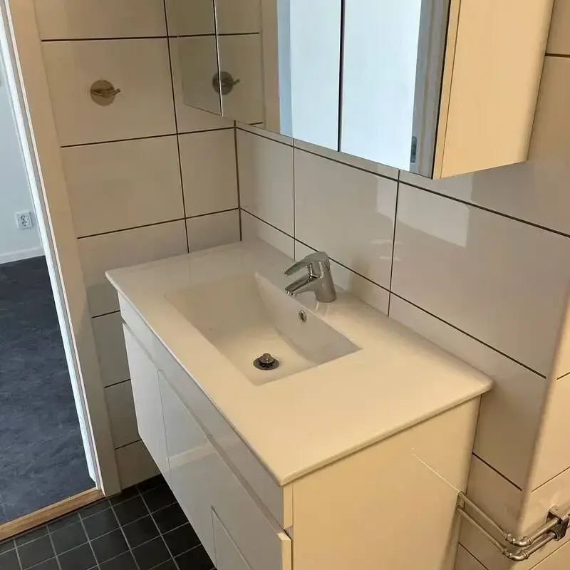 renoverat badrum med snygg kommod
