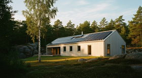 Solpaneler på svart tak, Sandviken
