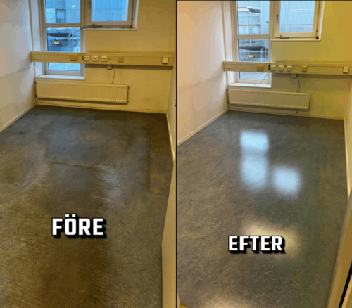 före och efter golvbehandling