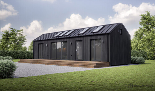 Svart modernt modulhus