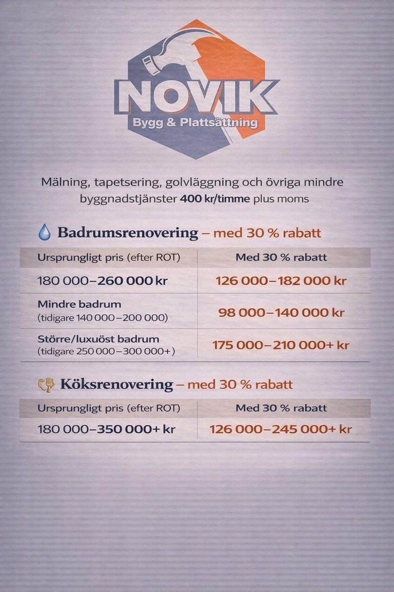 Bild på Novik Bygg och Plattsättning – Företag i Gävleborgs län