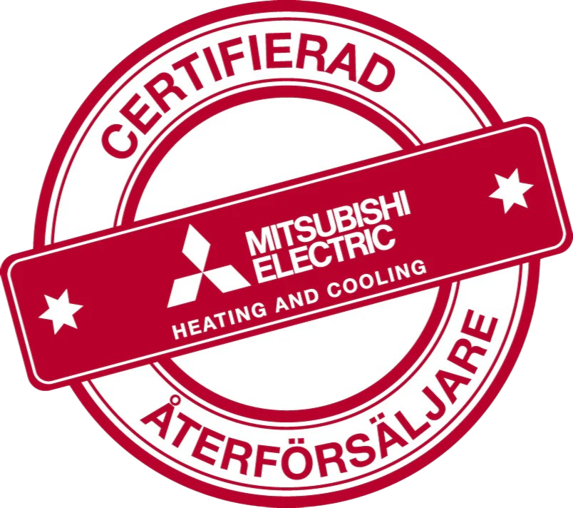 Certifierad återförsäljare-stämpel för Mitsubishi Electric heating and cooling