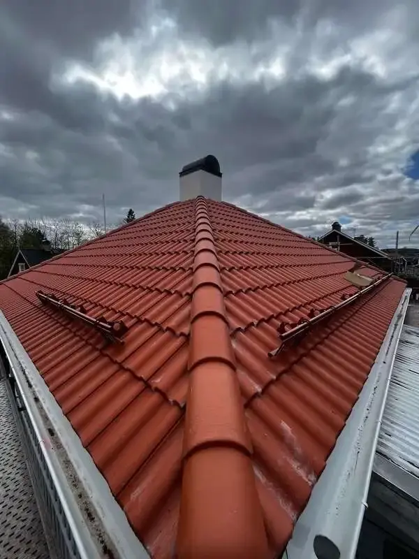 rött tak på hus