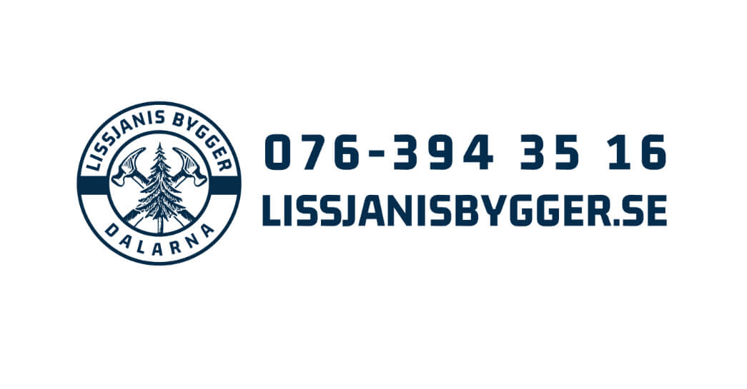 Lissjanis Byggers logotyp med telefonnummer och webbadress