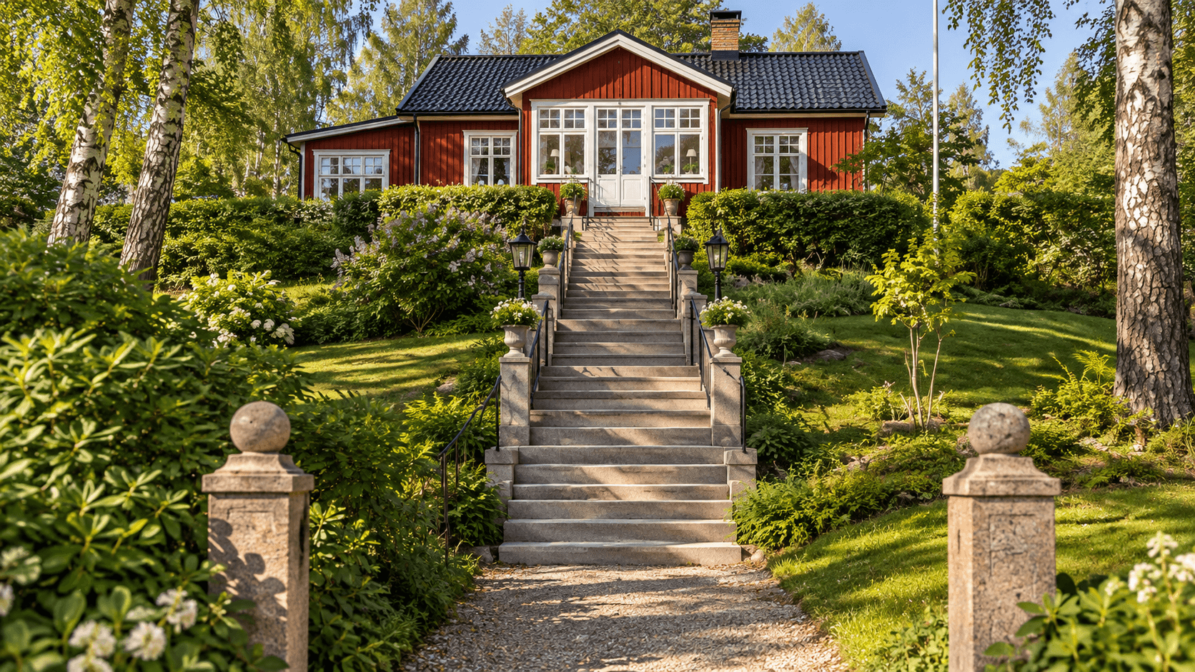 Renoverad betongtrappa efter trapprenovering i Dalarna