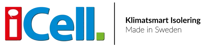 iCell logotyp: klimatsmart cellulosaisolering tillverkad i Sverige