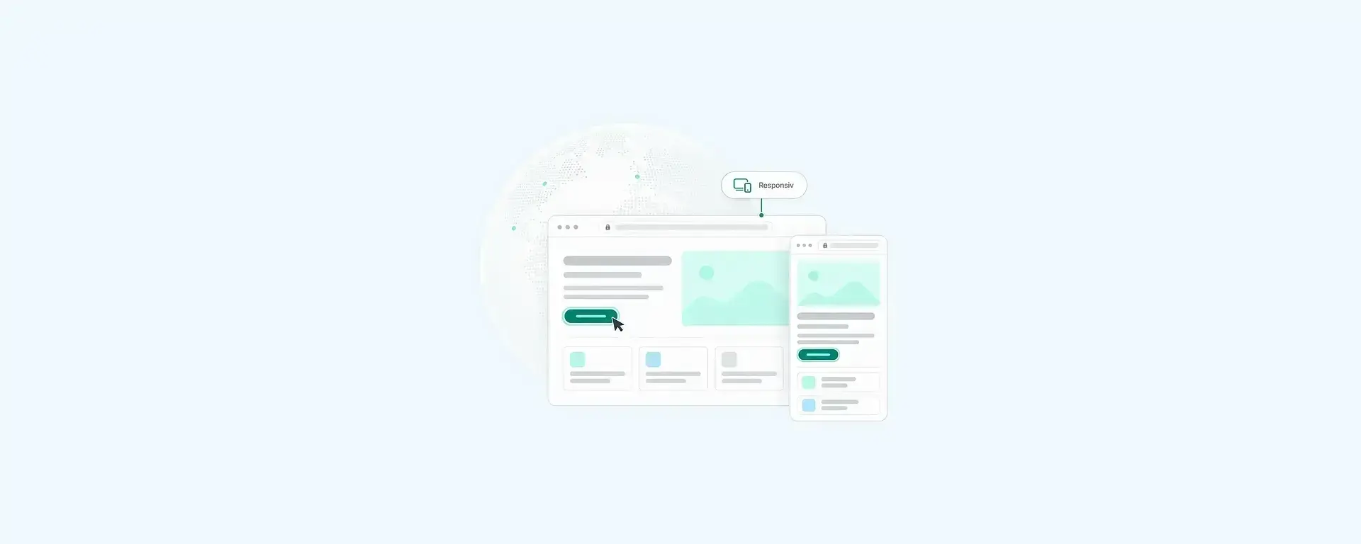 Illustration av en responsiv hemsida som visas på dator och mobil