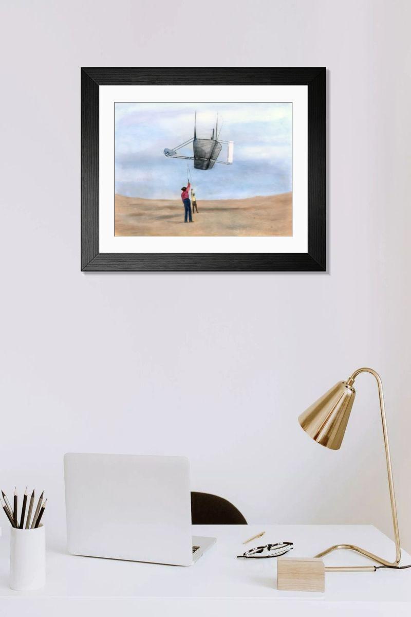 Shown hanging in a room: Modern 14"x12" (36x31cm)