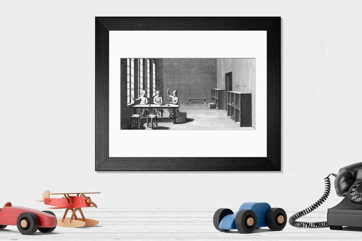 Shown hanging in a room: Modern 14"x12" (36x31cm)