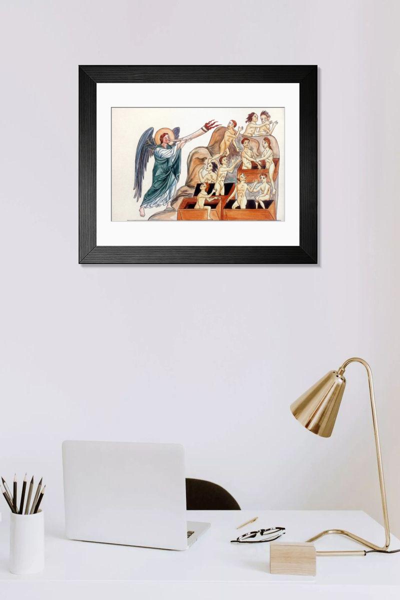 Shown hanging in a room: Modern 14"x12" (36x31cm)