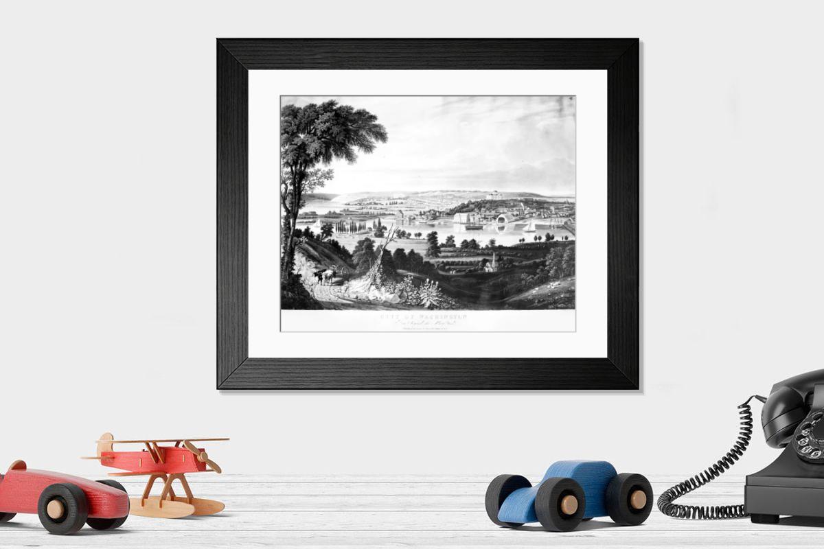 Shown hanging in a room: Modern 14"x12" (36x31cm)