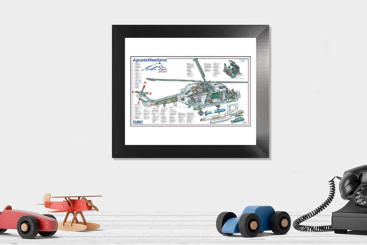 Framed Print of Agusta Westland Super Lynx Cutaway Print. Framed