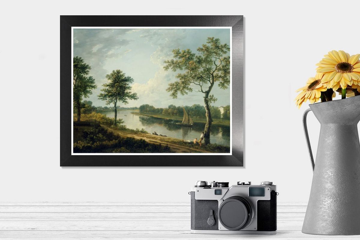 リチャード・ウィルソン、トゥィケナム、マーブル・ヒル近くのテムズ河 Framed Print of Richard Wilson's The Thames near Marble Hill Print