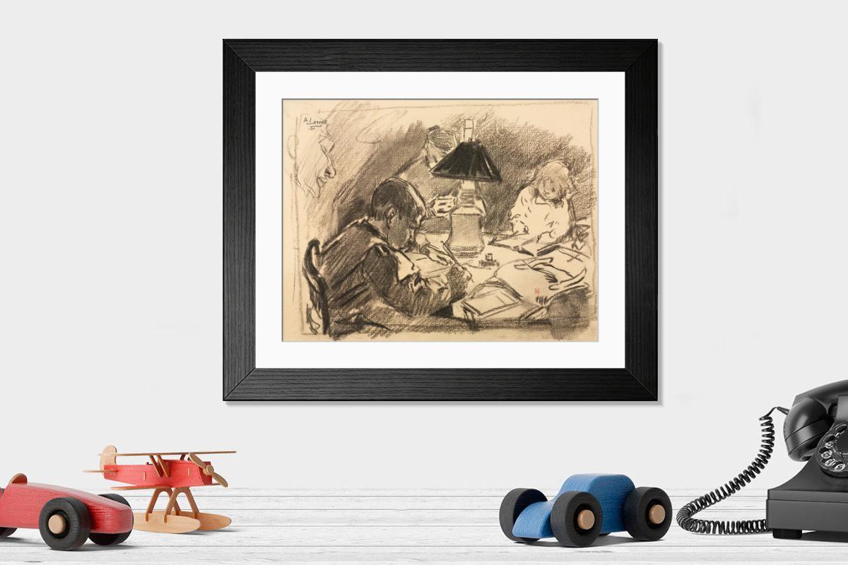 Shown hanging in a room: Modern 14"x12" (36x31cm)