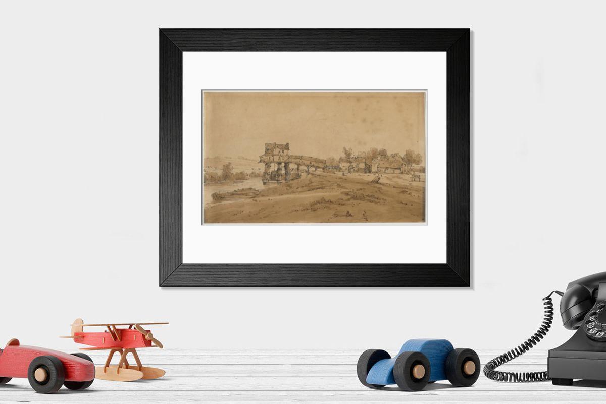 Shown hanging in a room: Modern 14"x12" (36x31cm)
