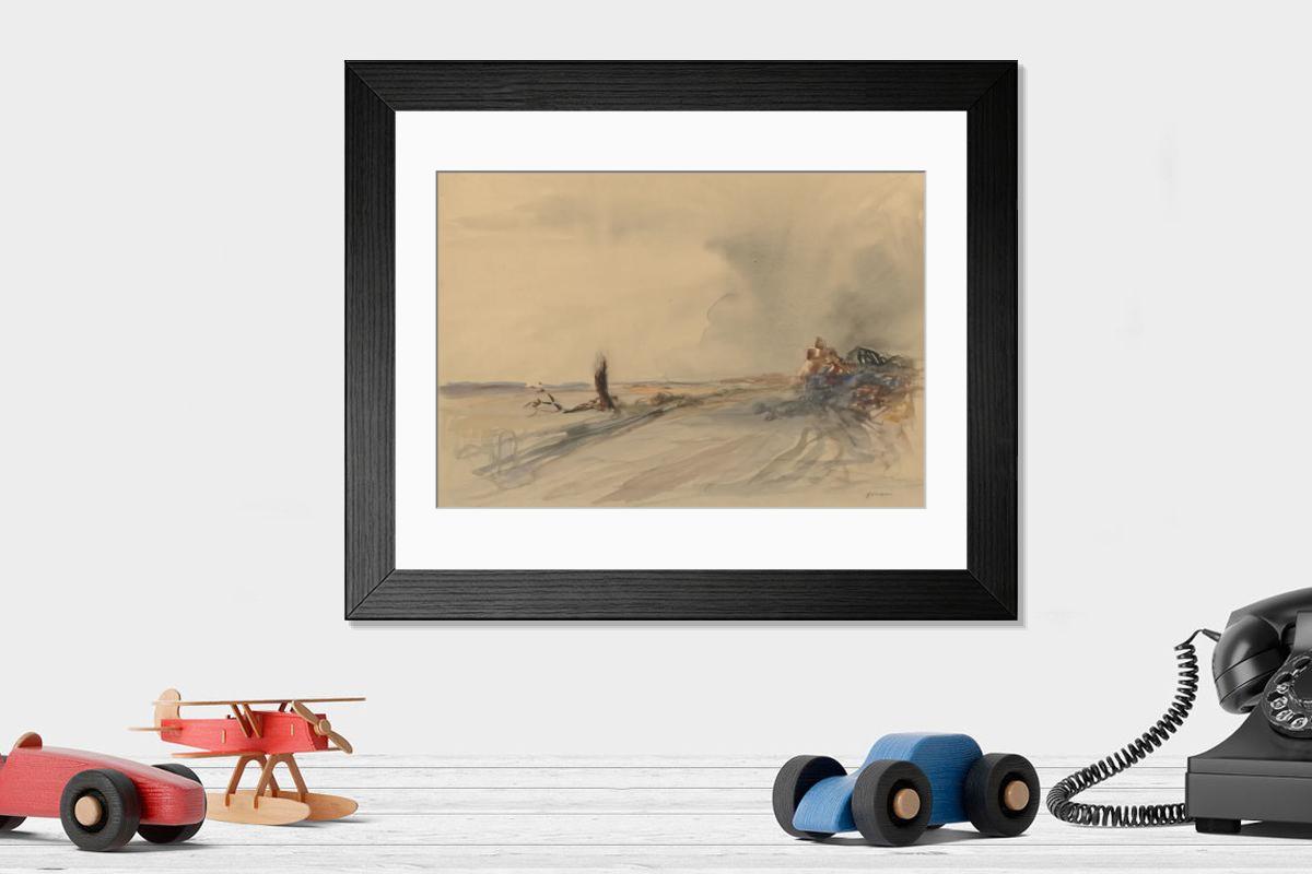 Shown hanging in a room: Modern 14"x12" (36x31cm)