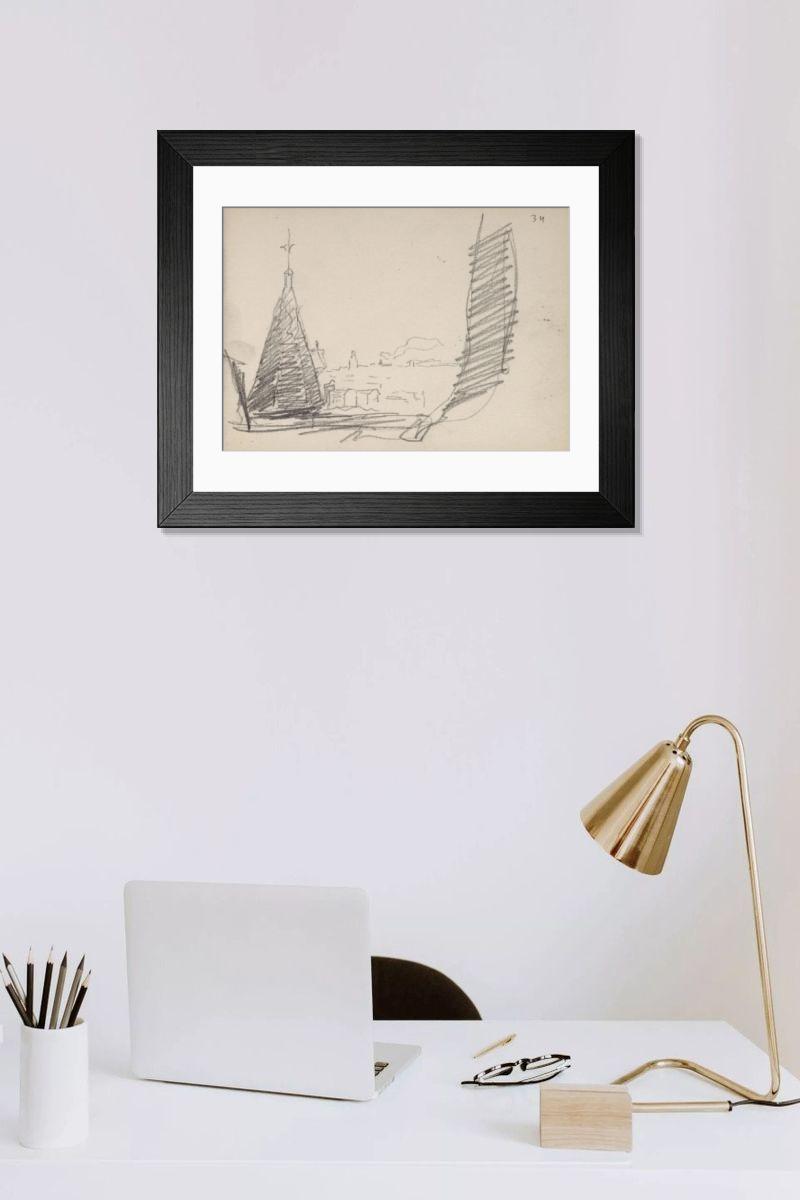 Shown hanging in a room: Modern 14"x12" (36x31cm)