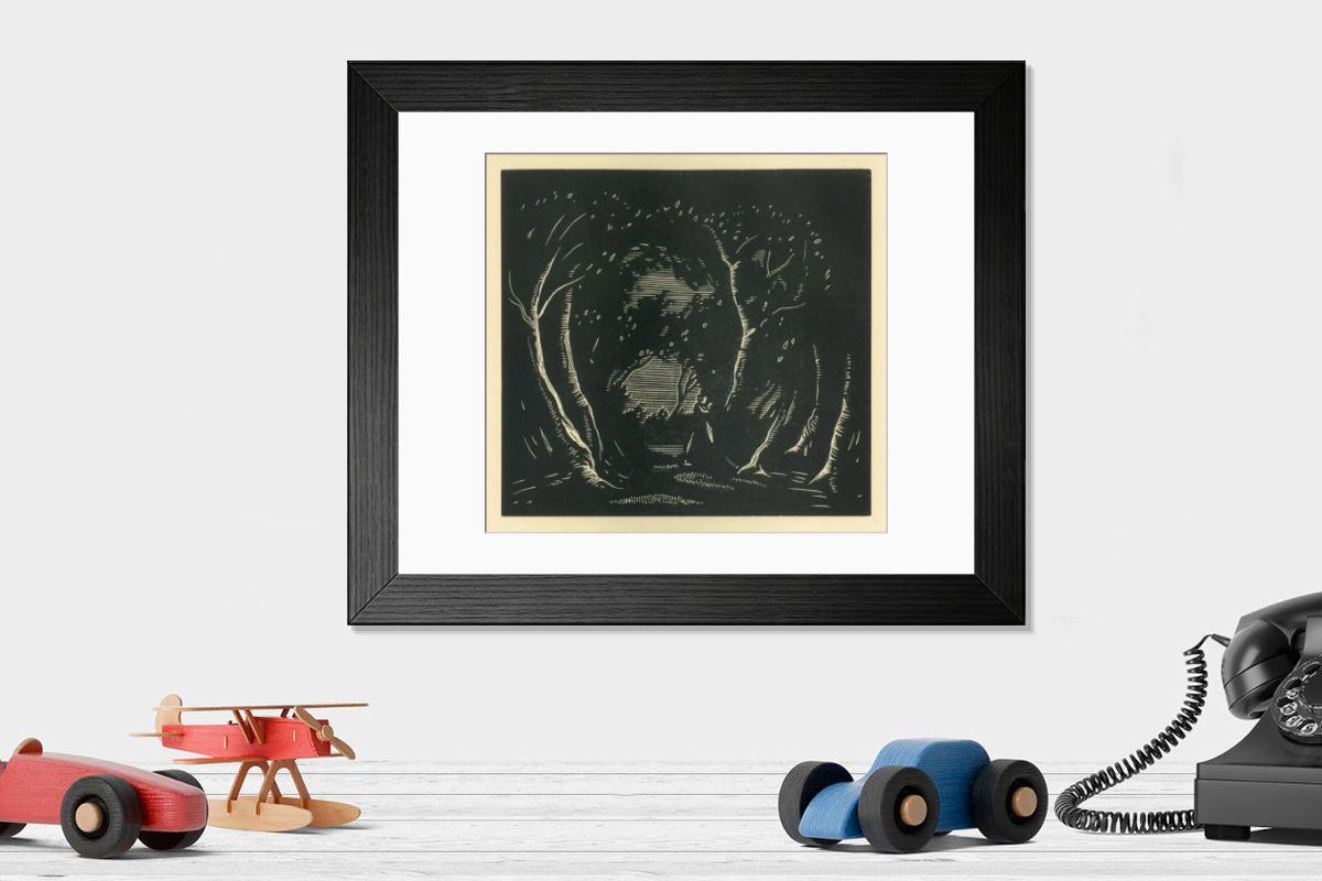 Shown hanging in a room: Modern 14"x12" (36x31cm)