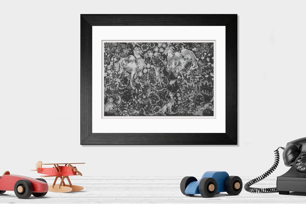 Shown hanging in a room: Modern 14"x12" (36x31cm)