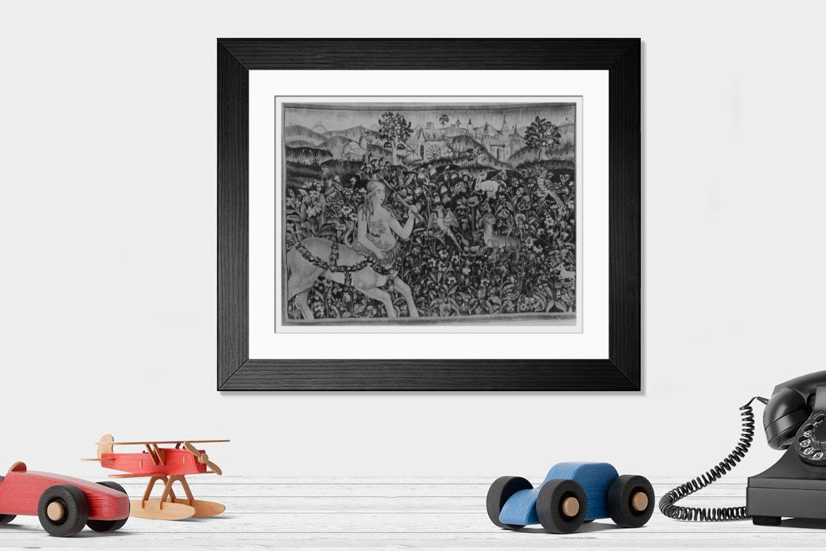Shown hanging in a room: Modern 14"x12" (36x31cm)