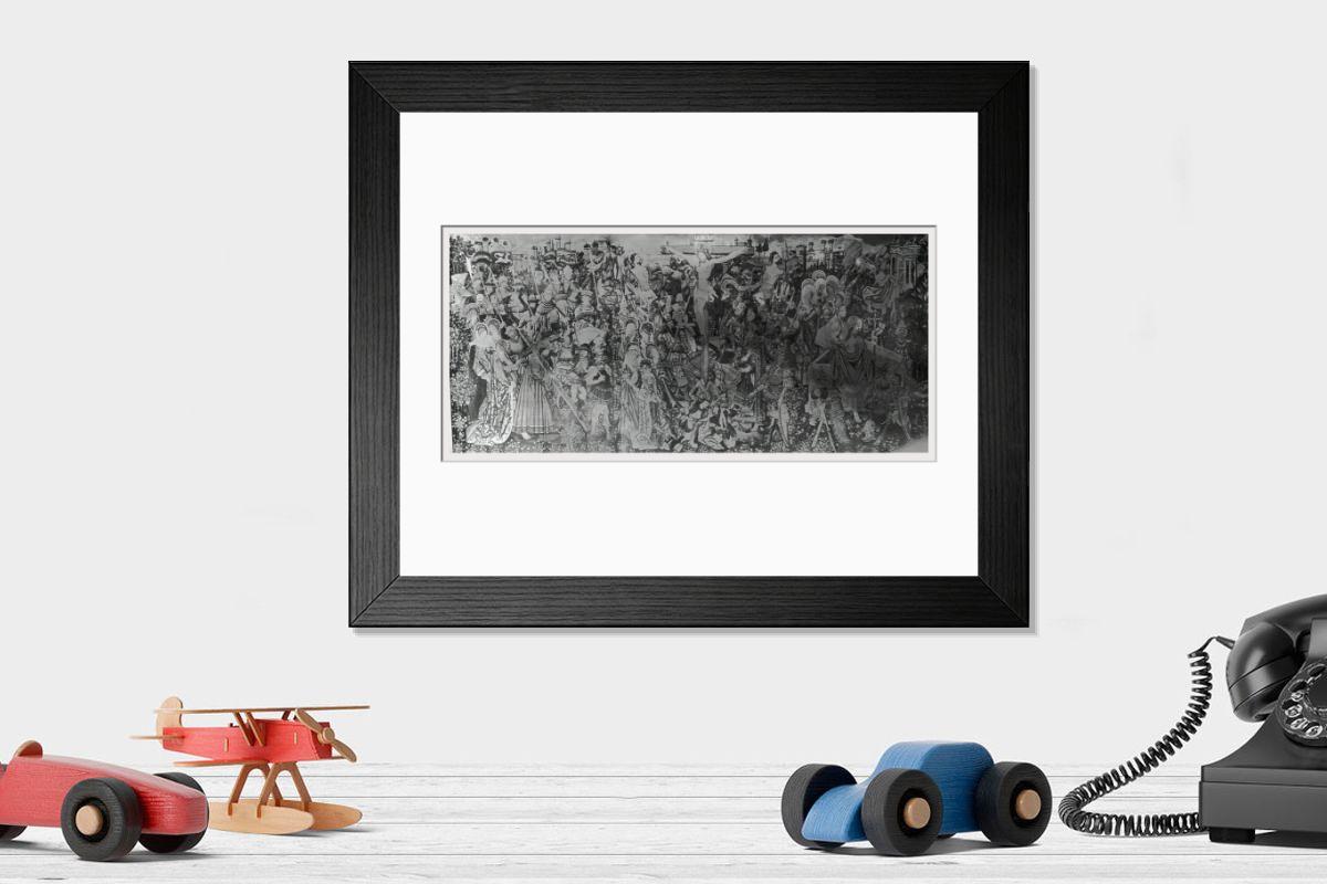 Shown hanging in a room: Modern 14"x12" (36x31cm)