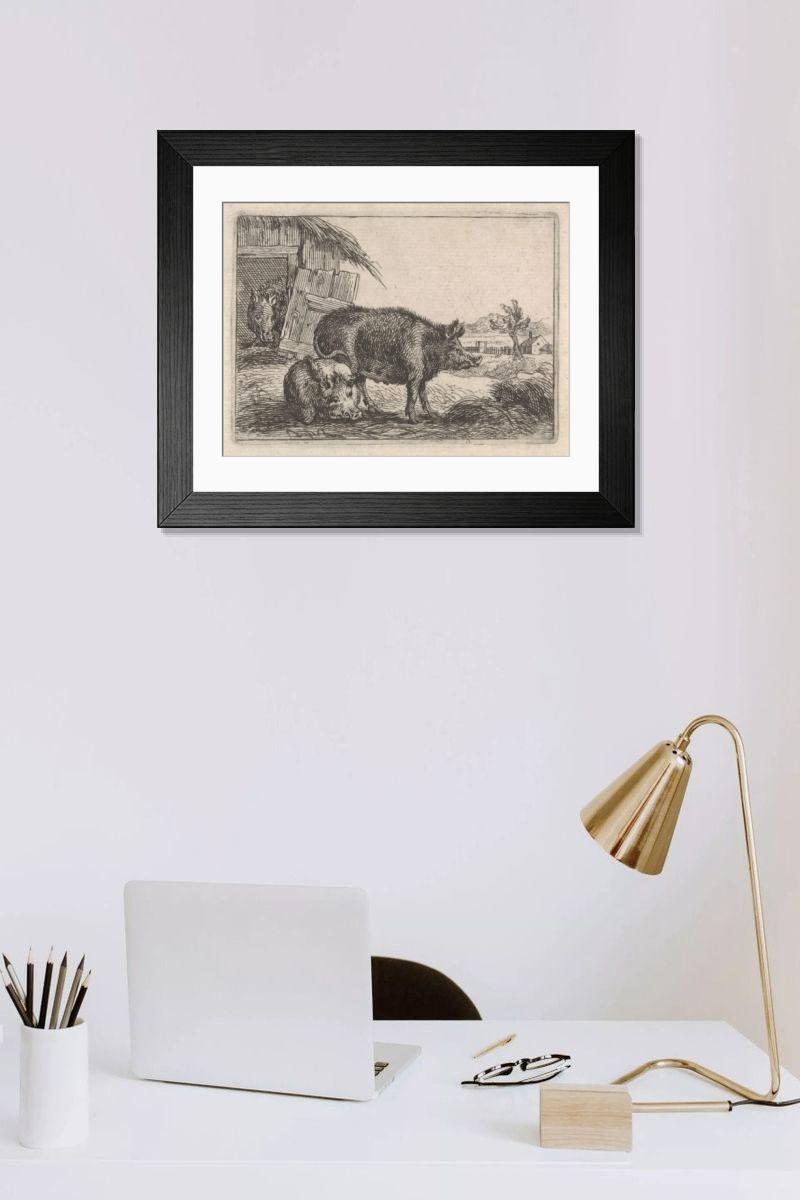 Shown hanging in a room: Modern 14"x12" (36x31cm)